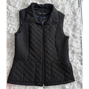 Calvin Klein Black Quilted Full Zip Lightweight Vest Women's Size S